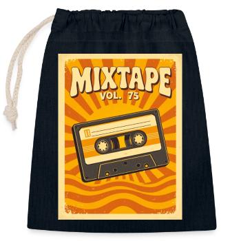 Retro-Mixtape-Illustration mit warmen Siebzigern - Verschließbarer Geschenkbeutel aus Baumwolle (25x30cm) - Navy - Vorne