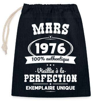 50th Anniversary - March 1976 Perfection - Closable cotton gift bag (25x30cm) - navy - Front