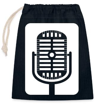 Retro-Mikrofon-Emblem - Verschließbarer Geschenkbeutel aus Baumwolle (25x30cm) - Navy - Vorne