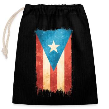 Porto Rico - Sac cadeau en coton avec cordon (25 x 30 cm) - noir - Devant