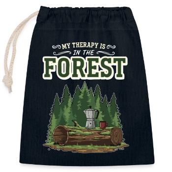 Camping Café Humor Meine Therapie ist im Wald - Verschließbarer Geschenkbeutel aus Baumwolle (25x30cm) - Navy - Vorne