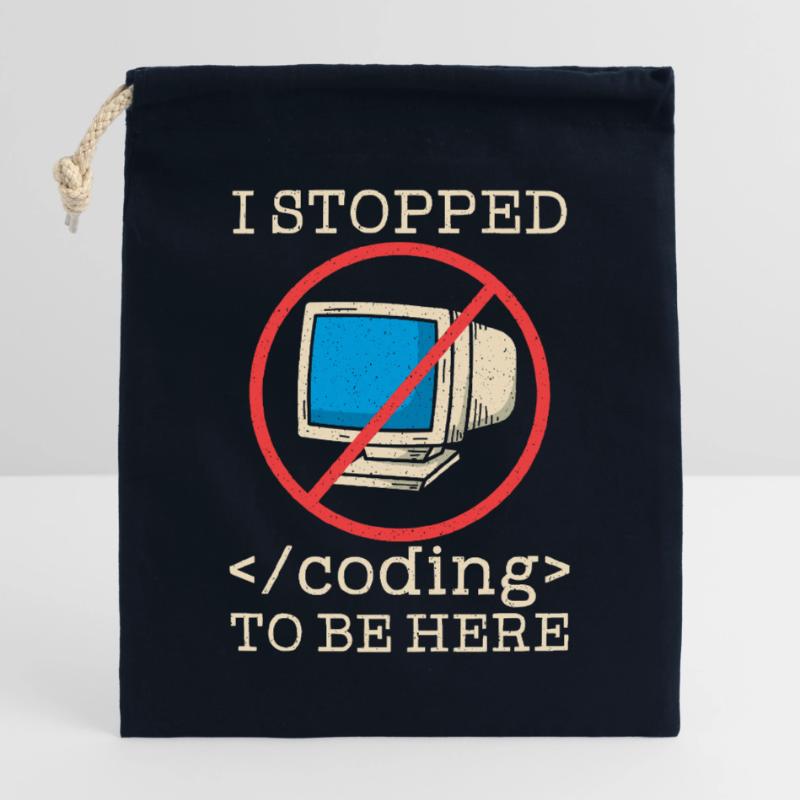 Programmer en train de coder drôle Sac cadeau en coton avec cordon (25 x 30 cm)