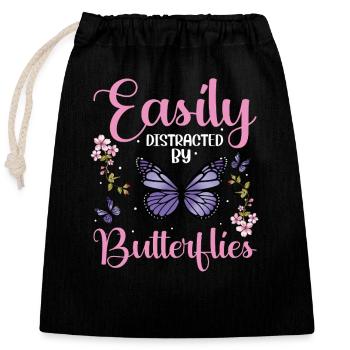 Easily Butterflies - Verschließbarer Geschenkbeutel aus Baumwolle (25x30cm) - Schwarz - Vorne