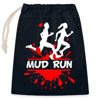 Mud Run Duo – Splash Runner Design - Closable cotton gift bag (25x30cm) - navy - Front