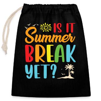Summer break yet - Verschließbarer Geschenkbeutel aus Baumwolle (25x30cm) - Schwarz - Vorne
