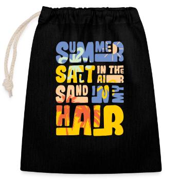 Summer salt in the air - Verschließbarer Geschenkbeutel aus Baumwolle (25x30cm) - Schwarz - Vorne
