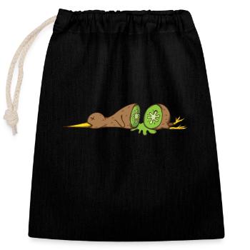 Oiseau kiwi coupé comme un kiwi - Sac cadeau en coton avec cordon (25 x 30 cm) - noir - Devant