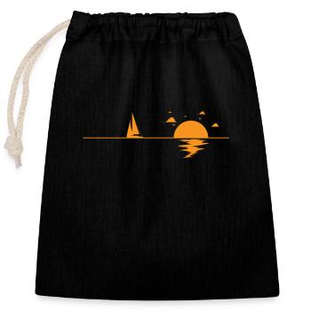 Naviguer dans la mer au coucher du soleil - Sac cadeau en coton avec cordon (25 x 30 cm) - noir - Devant