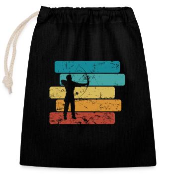 Bow and arrow archery - Closable cotton gift bag (25x30cm) - black - Front