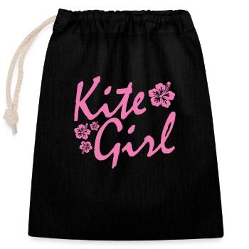 Kite Surfing Kite Girl - Closable cotton gift bag (25x30cm) - black - Front