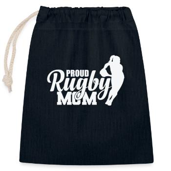 Fière rugby maman joueur de football - Sac cadeau en coton avec cordon (25 x 30 cm) - bleu marine - Devant
