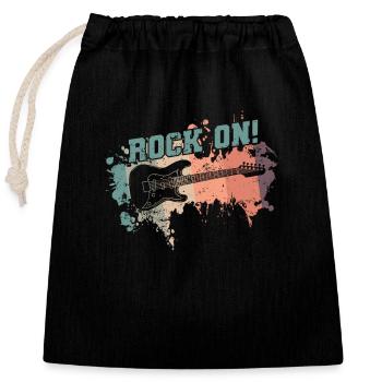Rock on Musikstil Genre Gitarre Rockband - Verschließbarer Geschenkbeutel aus Baumwolle (25x30cm) - Schwarz - Vorne