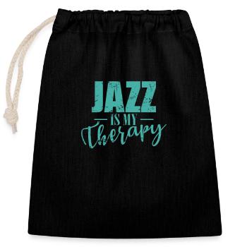 Jazz is my Therapy Musik Saxophon - Verschließbarer Geschenkbeutel aus Baumwolle (25x30cm) - Schwarz - Vorne
