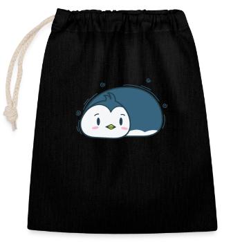 Un pingouin blottit un animal de l’Antarctique - Sac cadeau en coton avec cordon (25 x 30 cm) - noir - Devant
