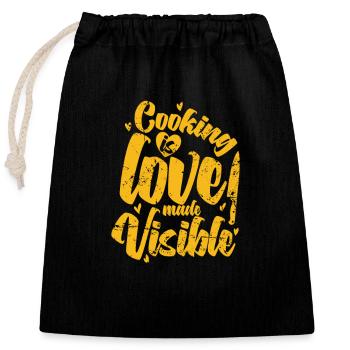 Cuisiner, c’est l’amour rendu visible Koch Hobby - Sac cadeau en coton avec cordon (25 x 30 cm) - noir - Devant