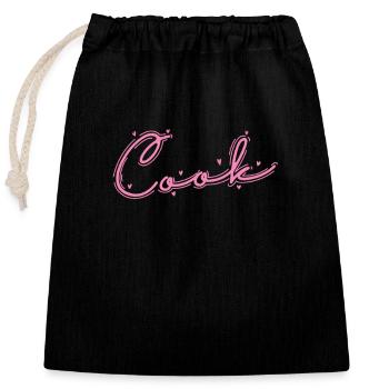 Cook Chefkoch Hobby Essen Küche - Verschließbarer Geschenkbeutel aus Baumwolle (25x30cm) - Schwarz - Vorne