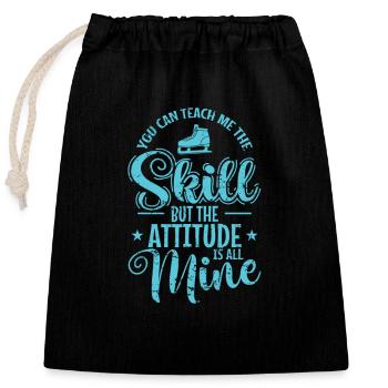 Vous pouvez m’apprendre le patinage d’habileté - Sac cadeau en coton avec cordon (25 x 30 cm) - noir - Devant