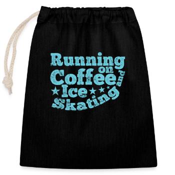Running on Coffee and Ice Skating Eisbahn - Verschließbarer Geschenkbeutel aus Baumwolle (25x30cm) - Schwarz - Vorne