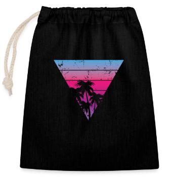 Palm Coconut Holidays Beach - Closable cotton gift bag (25x30cm) - black - Front