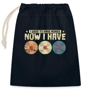 I used to have Money now I have Vinyls - Closable cotton gift bag (25x30cm) - navy - Front