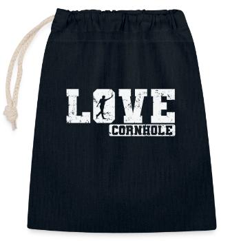 Love Cornhole Spiel Hobby - Verschließbarer Geschenkbeutel aus Baumwolle (25x30cm) - Navy - Vorne