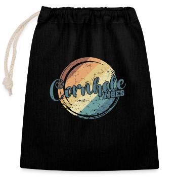 Cornhole Vibes Spiel Hobby - Verschließbarer Geschenkbeutel aus Baumwolle (25x30cm) - Schwarz - Vorne