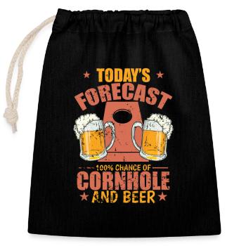 Today's Forecast 100% Chance of Cornhole - Verschließbarer Geschenkbeutel aus Baumwolle (25x30cm) - Schwarz - Vorne