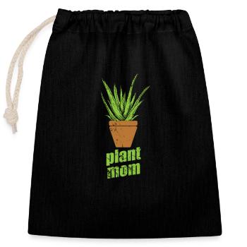 Plant Mom Aloe Vera Creme Kosmetik Natur - Verschließbarer Geschenkbeutel aus Baumwolle (25x30cm) - Schwarz - Vorne