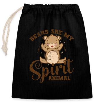 Les ours sont mon animal spirituel Wildnis - Sac cadeau en coton avec cordon (25 x 30 cm) - noir - Devant