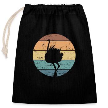 Ostrich ratite large bird neck - Closable cotton gift bag (25x30cm) - black - Front