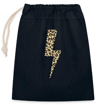 Léopard Lightning Big Cat Afrique - Sac cadeau en coton avec cordon (25 x 30 cm) - bleu marine - Devant