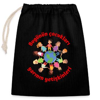 Bugünün çocukları yarının yetişkinleri - Verschließbarer Geschenkbeutel aus Baumwolle (25x30cm) - Schwarz - Vorne