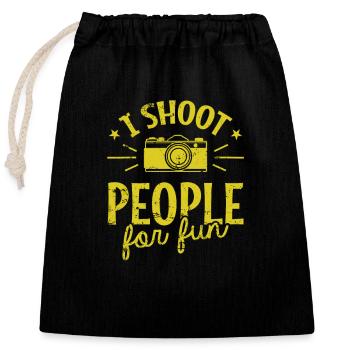 I Shoot People for fun Photographer Photos - Closable cotton gift bag (25x30cm) - black - Front