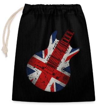 Union Jack Gitarre - Verschließbarer Geschenkbeutel aus Baumwolle (25x30cm) - Schwarz - Vorne