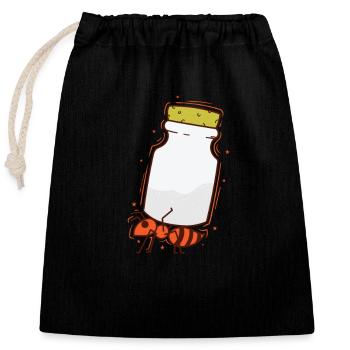 Ant carries spreader industrious insects - Closable cotton gift bag (25x30cm) - black - Front