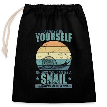 Be a Snail if you can Snail Shell Animal - Closable cotton gift bag (25x30cm) - black - Front