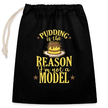 Pudding Dessert Süßspeise - Closable cotton gift bag (25x30cm) - black - Front