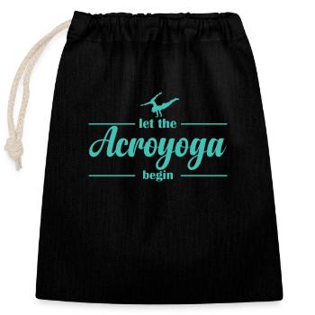 let the Acroyoga begin Fitness Sport - Closable cotton gift bag (25x30cm) - black - Front