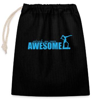 unleash you inner Awesome Acroyoga Sport - Verschließbarer Geschenkbeutel aus Baumwolle (25x30cm) - Schwarz - Vorne