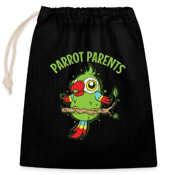Parrot Parents Tier Vogel - Verschließbarer Geschenkbeutel aus Baumwolle (25x30cm) - Schwarz - Vorne