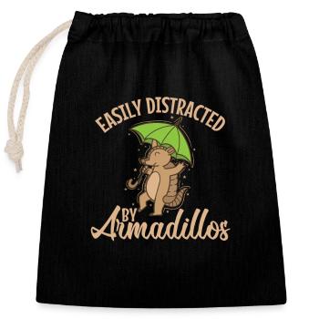 Easily Distracted by Armadillos Mammal - Closable cotton gift bag (25x30cm) - black - Front