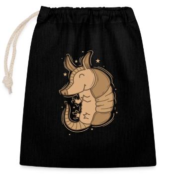 Armadillo is happy desert mammal - Closable cotton gift bag (25x30cm) - black - Front