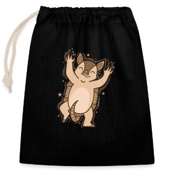 Armadillo se réjouit de la nature désertique - Sac cadeau en coton avec cordon (25 x 30 cm) - noir - Devant