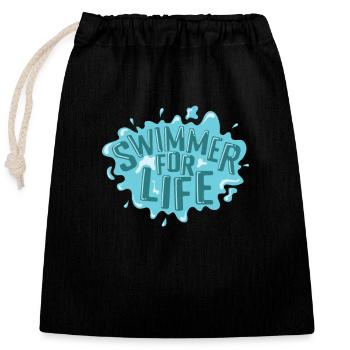 Swimmer for Life Sport Hobby - Closable cotton gift bag (25x30cm) - black - Front