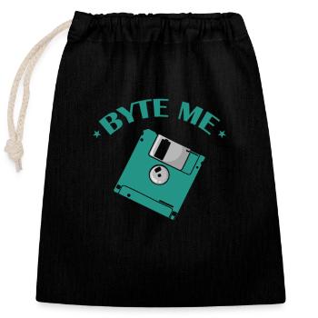 Byte me Disquette Module de mémoire rétro de disquette - Sac cadeau en coton avec cordon (25 x 30 cm) - noir - Devant