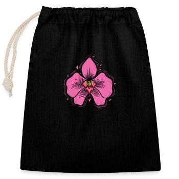 Orchidée botanique fleur plante - Sac cadeau en coton avec cordon (25 x 30 cm) - noir - Devant