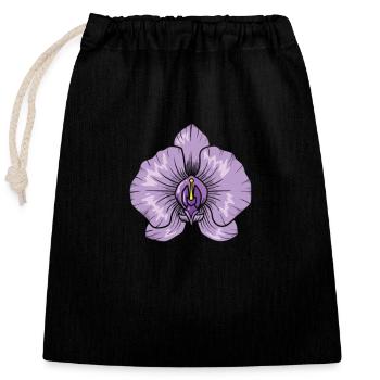 Plante de fleur d’orchidée - Sac cadeau en coton avec cordon (25 x 30 cm) - noir - Devant