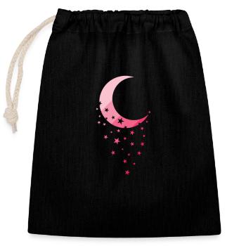 Mond mit Sternchen Nacht Himmel - Verschließbarer Geschenkbeutel aus Baumwolle (25x30cm) - Schwarz - Vorne