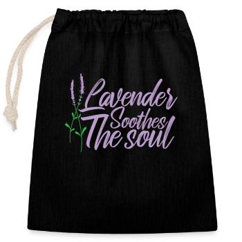 Lavender Soothes the Soul Garden Plant - Closable cotton gift bag (25x30cm) - black - Front
