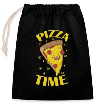 Pizza Time Favorite Food Salami - Closable cotton gift bag (25x30cm) - black - Front